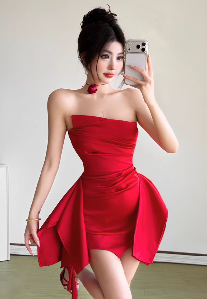 Fashion Red Women‘s Dress S345