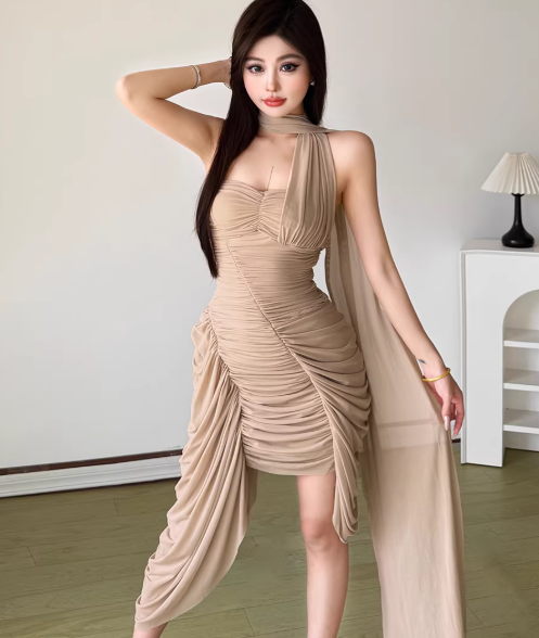 Fashion Khaki Women‘s Dress S413