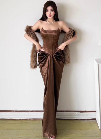 Fashion Brown Women‘s Dress S378