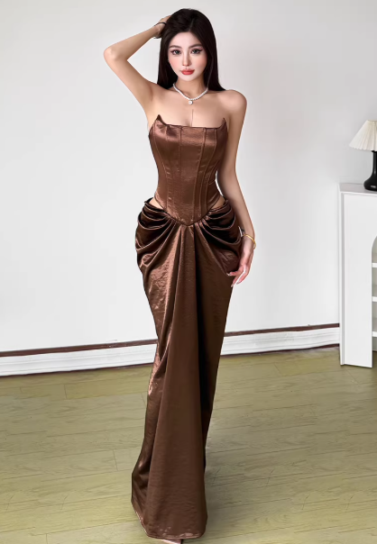 Fashion Brown Women‘s Dress S378