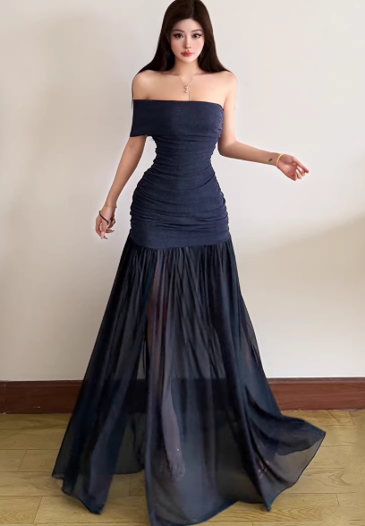 Chic Navy Blue Dress S494