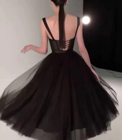Black Fashion Sweetheart Neck Long Tulle Teen Prom Dress Tulle Prom Dresses Prom Gowns Graduation Prom
