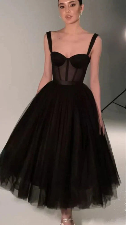 Black Fashion Sweetheart Neck Long Tulle Teen Prom Dress Tulle Prom Dresses Prom Gowns Graduation Prom
