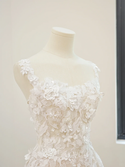 White lace floral print fitted midi ball gown/bridal dress R8500