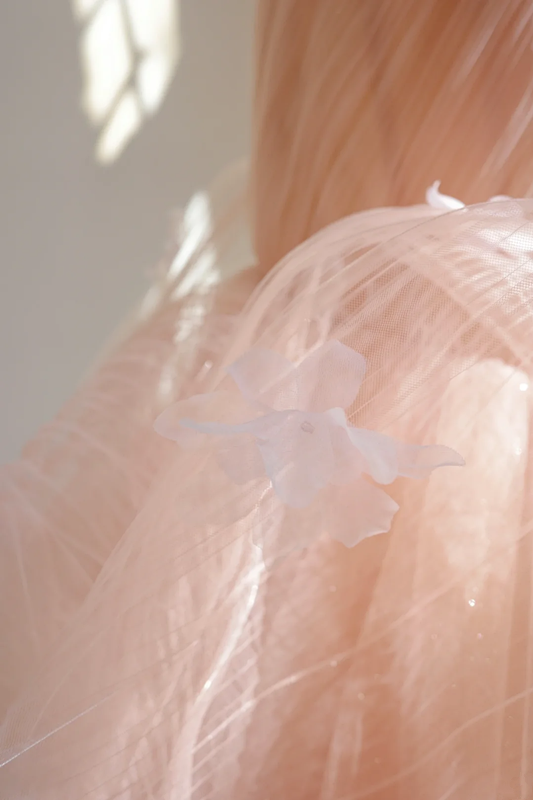 Light pink strapless fitted mermaid skirt long ball gown/bridal dress R8536