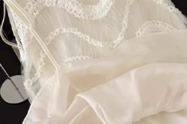 French sleeveless vest dress new style gentle style temperament mesh splicing waist a-line long skirt R0431