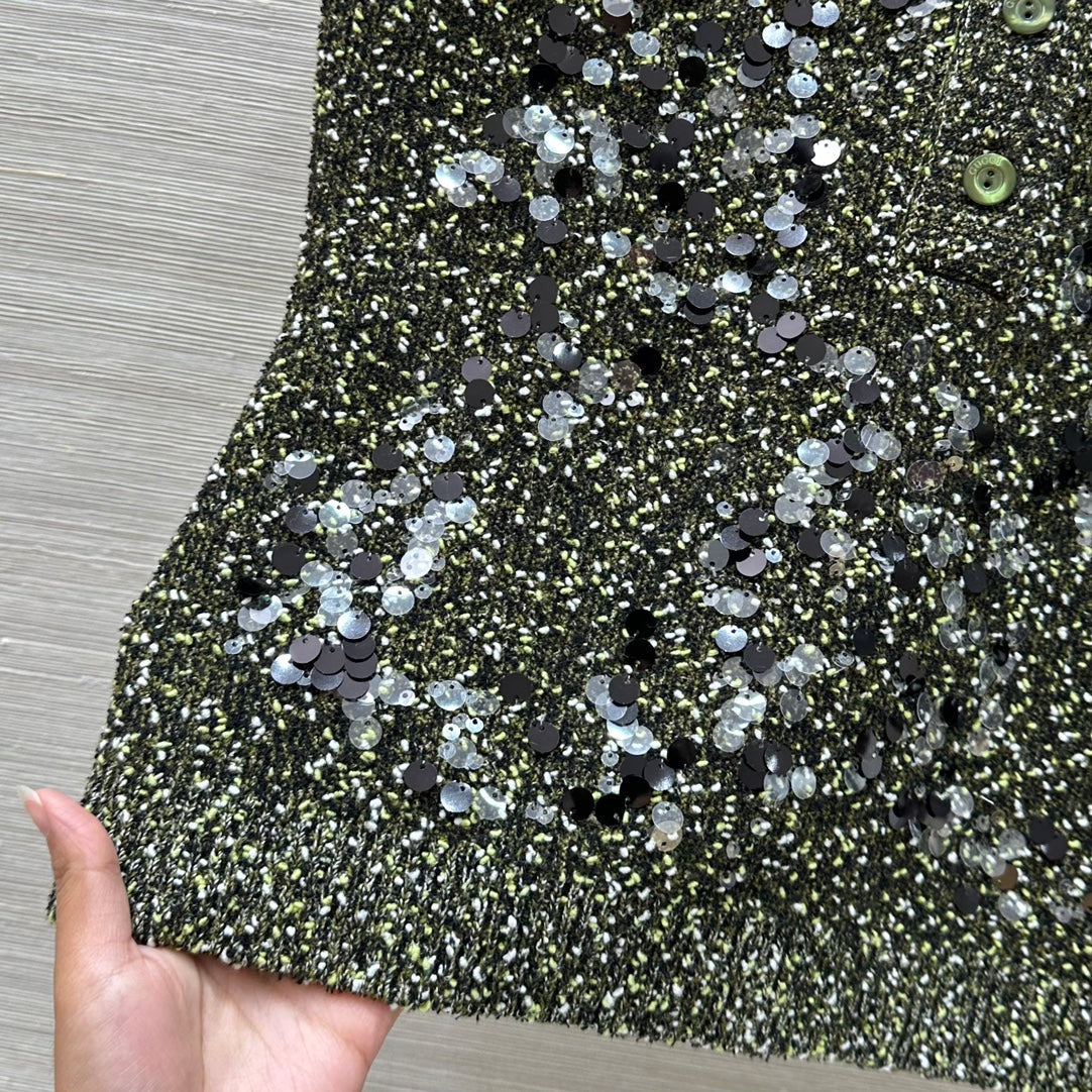 Gucci Knitted Polo Short-sleeved Top Green Wool