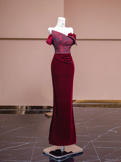 Pink strapless bodice with red bodycon skirt, ball gown, bridal gown R8324