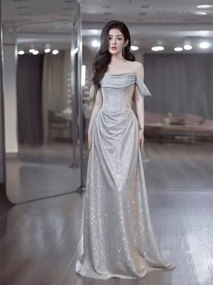 Elegant Shinny Evening Gowns Off Shoulder Long Prom Dress     S7212