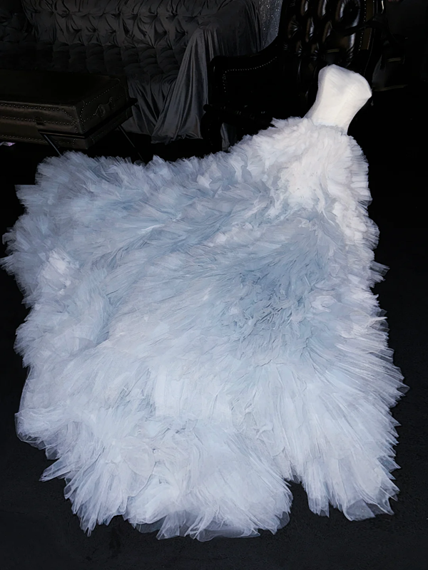 Light blue strapless fitted waist ball gown/bridal dress R8724