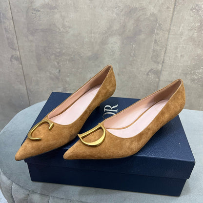 CD 26 High-Heeled 40 Pumps Tan Suede 594581