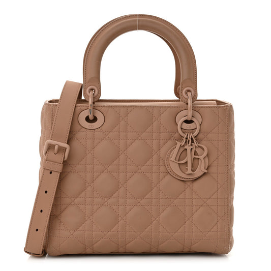 Ultra Matte Calfskin Cannage Medium Lady Dior Beige