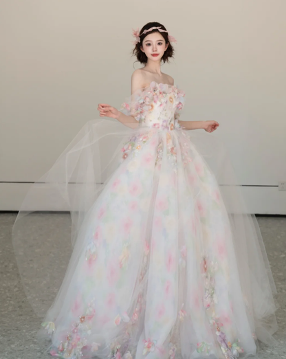 Off The Shoulder Tulle Prom Party Dress Birthday Dress Evening Dress fg8655