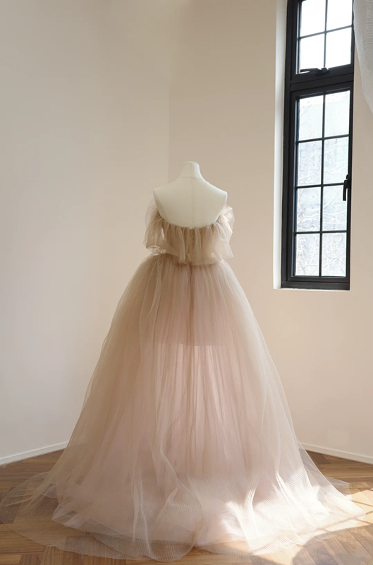Light brown strapless fitted waist ball gown/bridal dress R8540