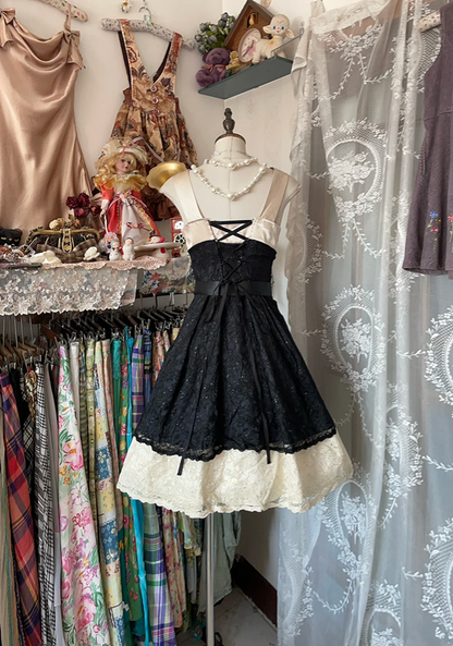 Tank top, fitted A-line lace mini skirt, ball gown R6269