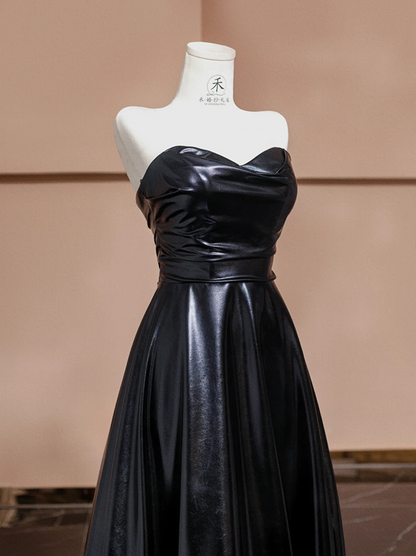 Black strapless, fitted waist, full skirt, long ball gown R8356