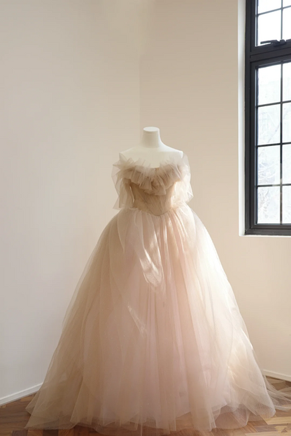 Light brown strapless fitted waist ball gown/bridal dress R8540