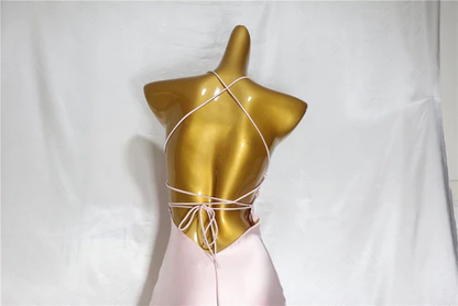Light Pink Straps Mermaid Satin Long Party Dress Bridesmaid Dress, D216
