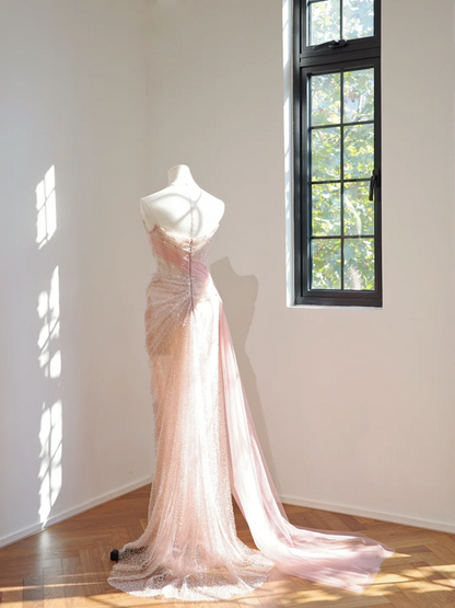 Light pink strapless fitted long ball gown, bridal dress R8445