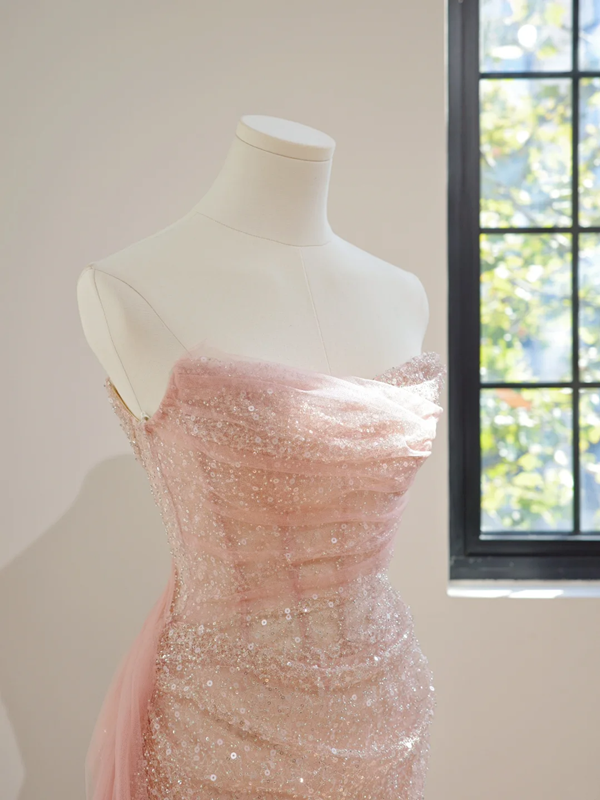 Light pink strapless fitted long ball gown, bridal dress R8445