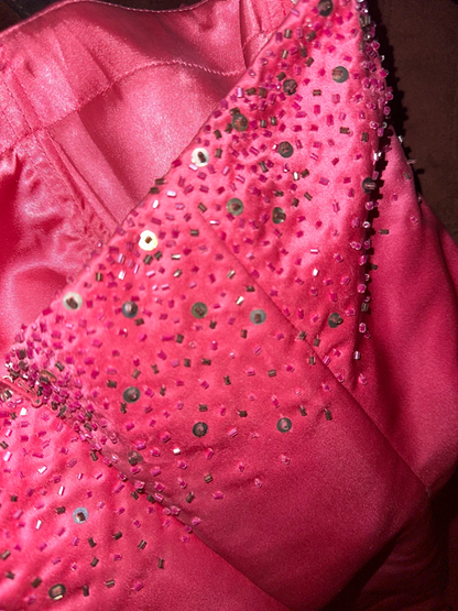 Pink strapless fitted mermaid skirt long ball gown R7029
