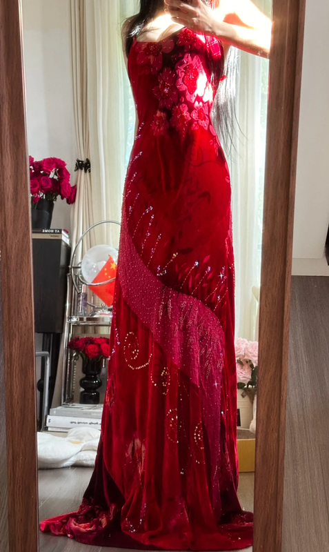 Pink retro floral print halter top, fitted waist, sexy long ball gown R7731