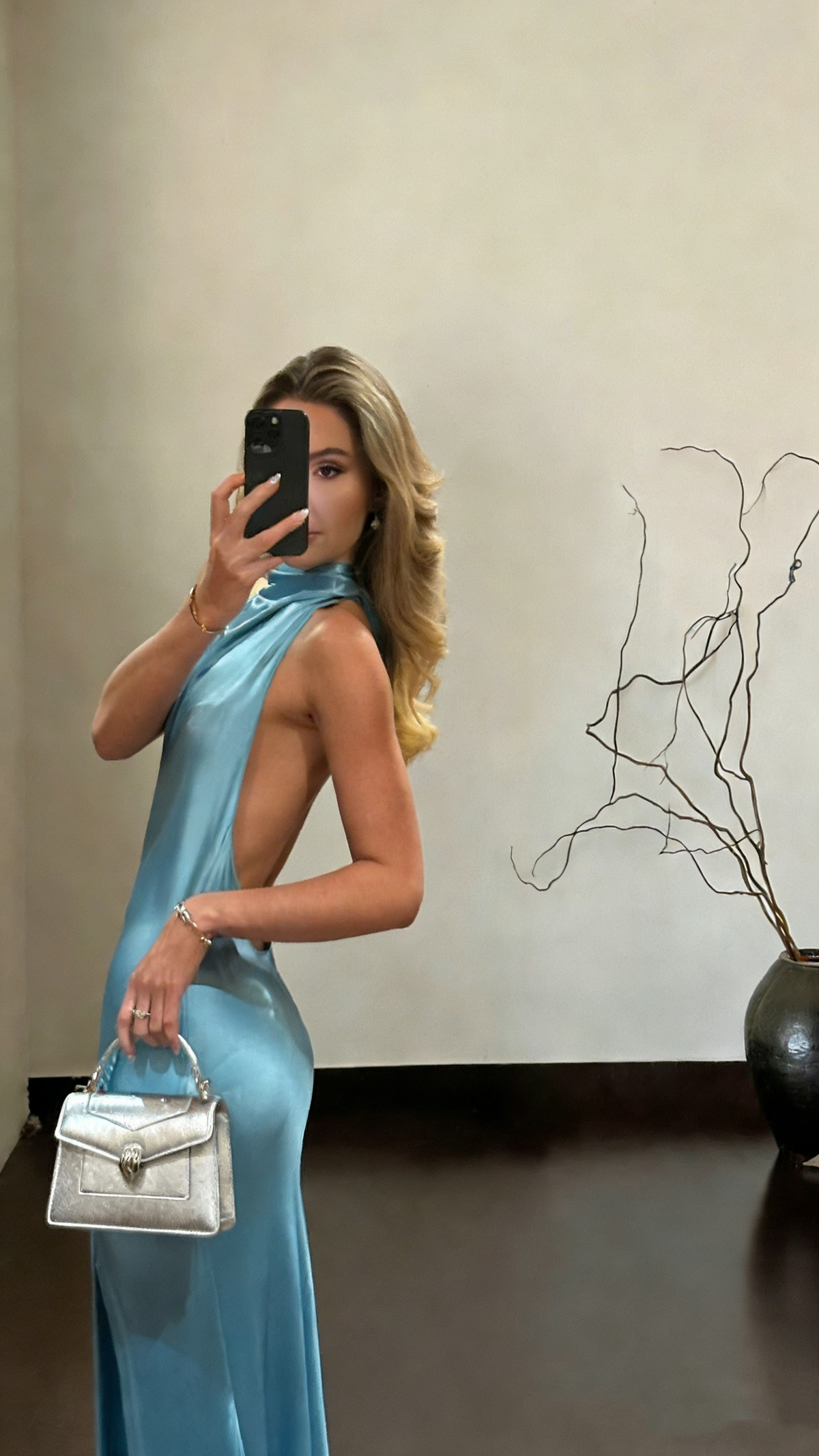 Sexy Blue Halter Mermaid Long Birthday Party Dress Backless Wedding Guest Dress SP1561
