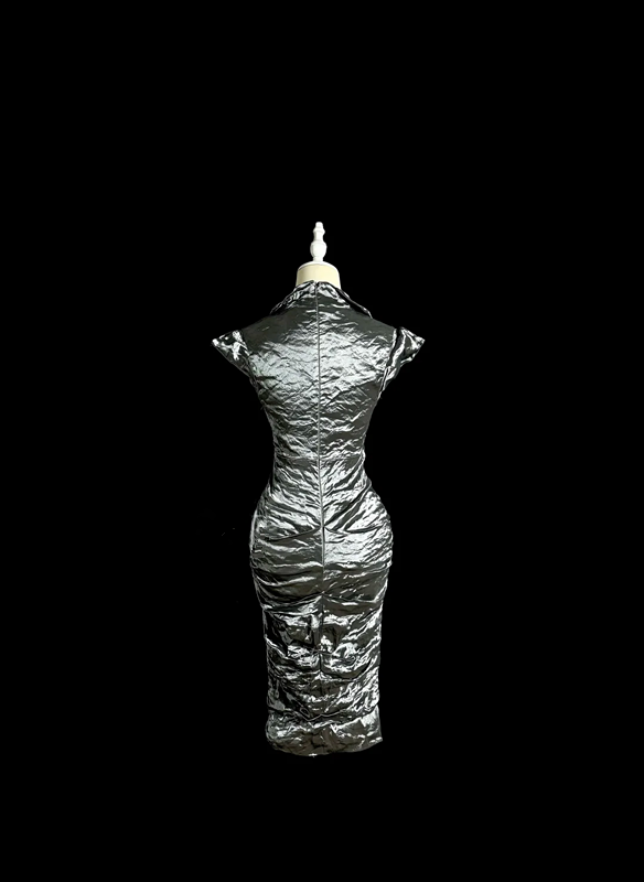 Silver fitted, bodycon, sexy short prom dress R6632
