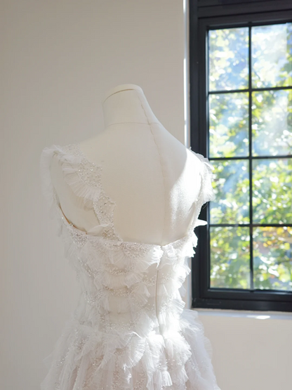 White halter-neck fitted long ball gown/bridal dress R8447