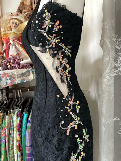 Black slim waist design hip sexy short skirt ball gown R6152