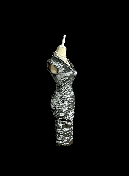 Silver fitted, bodycon, sexy short prom dress R6632