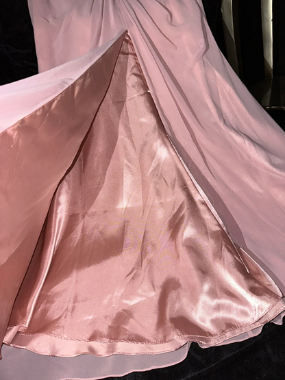 Pink strapless fitted waist elegant fairy long ball gown R6951