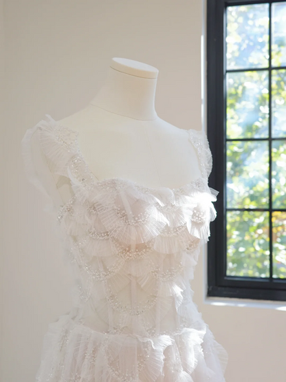 White halter-neck fitted long ball gown/bridal dress R8447