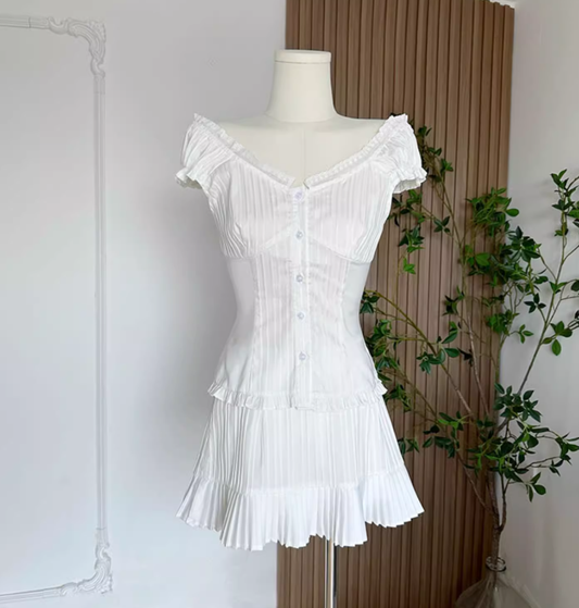 Design French romantic girl suit waist slimming two-piece suit R0276
