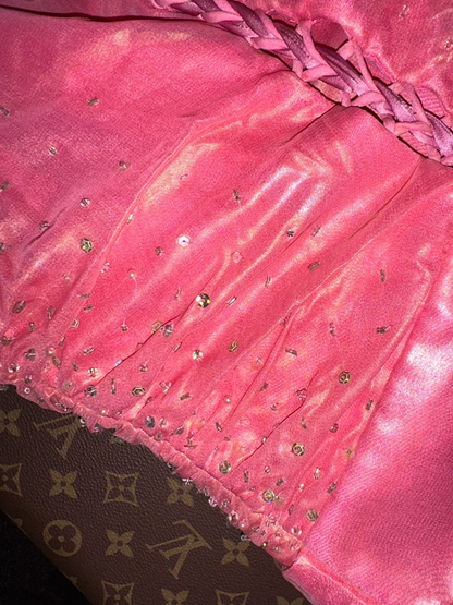 Pink strapless fitted waist elegant fairy long ball gown R6912