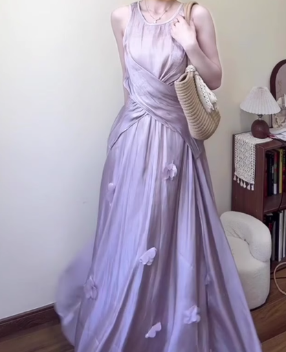 Gentle temperament purple sleeveless vest a-line skirt wear two-piece suit R0813