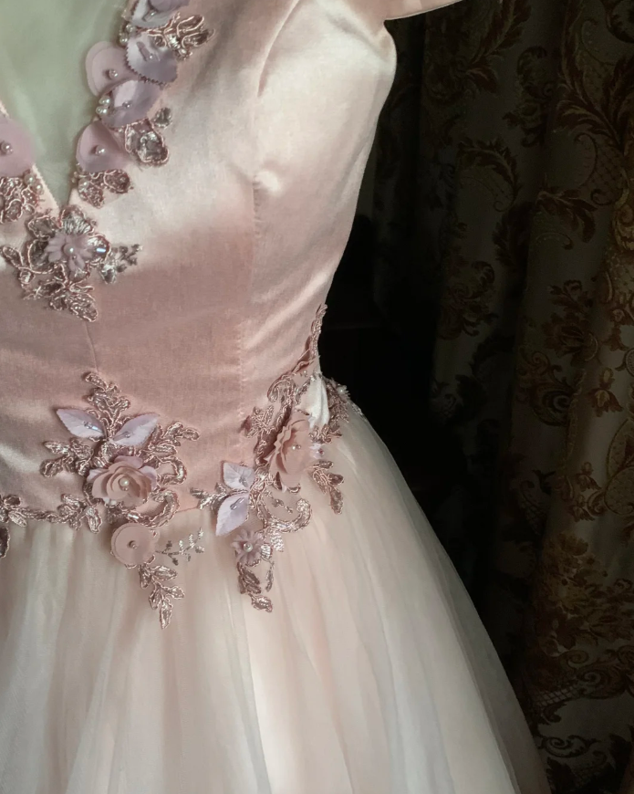 Sweet Pink Off The Shoulder Satin Tulle Appliques Long Birthday Party Dress Prom Gown