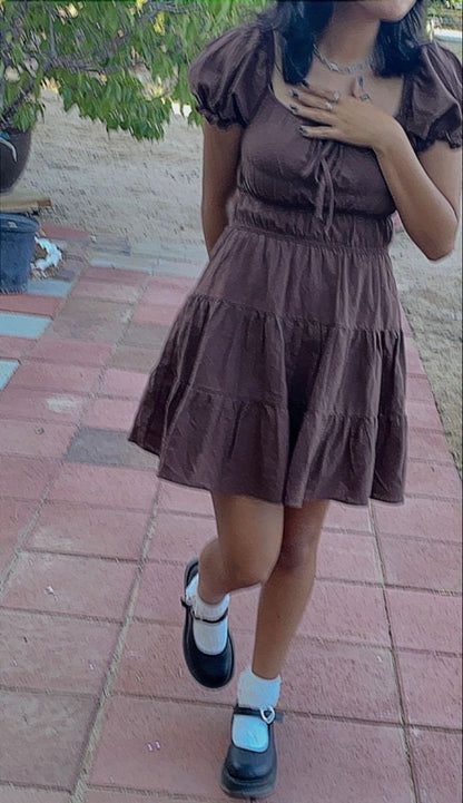 A Line Brown Birthday Outfit Short Evening Dress Short Party Dress Homecoming Dress   fg8094