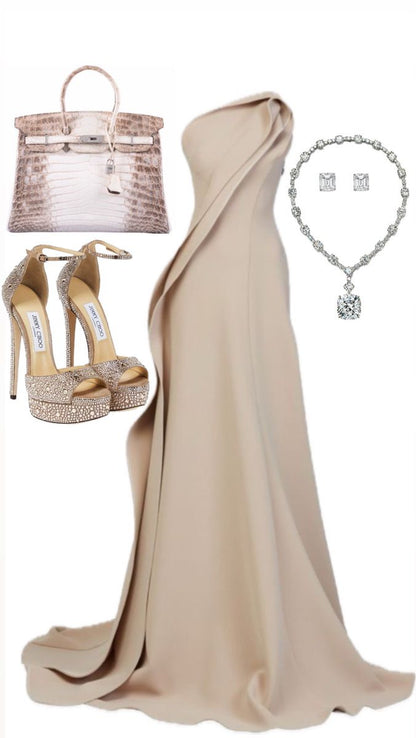 Champagne Prom Dress Long Evening Dress     S7017