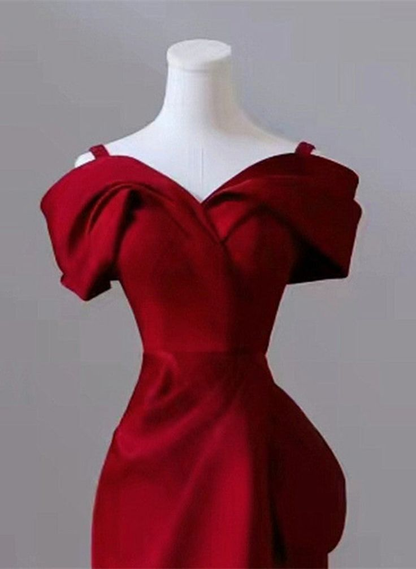 Red Off Shoulder Straps Mermaid Long Prom Dress Evening Gown  MD7244