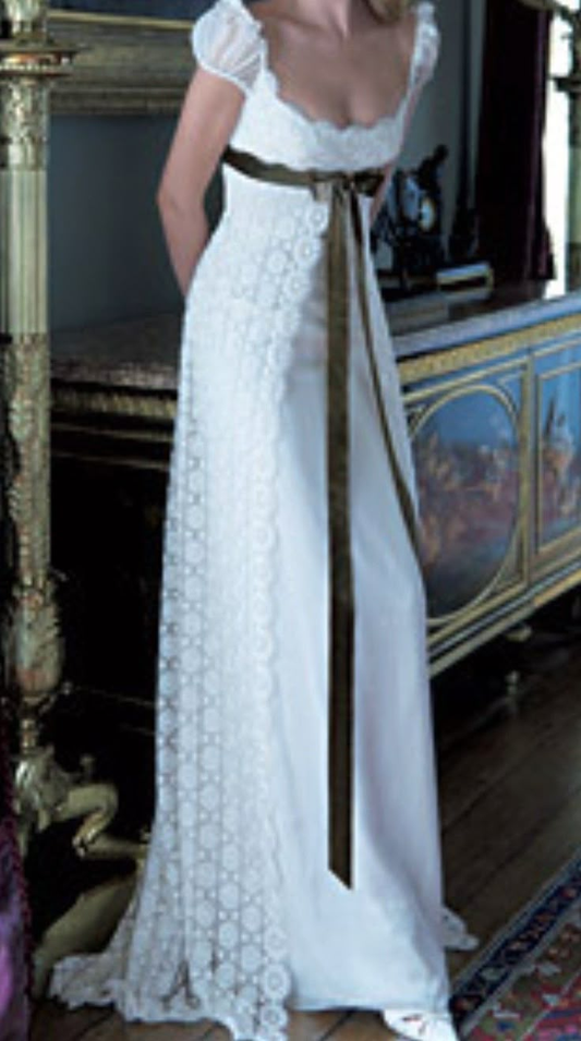 Retro White A-Line Lace Satin Long Formal Party Dress Wedding Dress Bridal Dress, D920