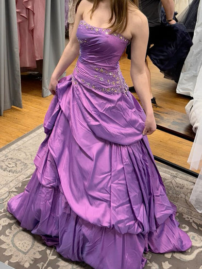 A Line Strapless Purple Long Formal Dress Prom Party Evening Dresses     fg7689