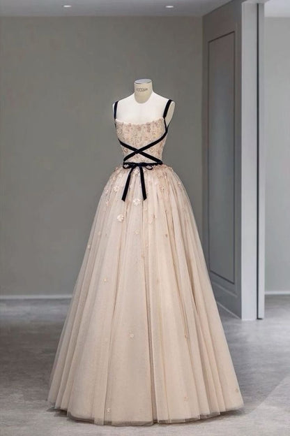 A line tulle long evening dress formal dress party prom dress      S6987