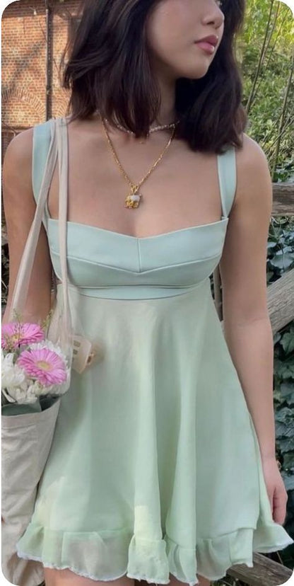 Green Birthday Dress Homecoming Dress Short Party Dress    fg7743