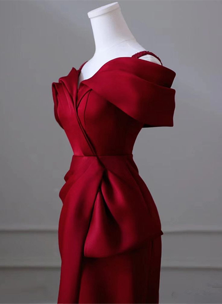 Red Off Shoulder Straps Mermaid Long Prom Dress Evening Gown  MD7244