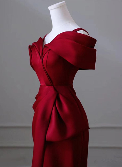 Red Off Shoulder Straps Mermaid Long Prom Dress Evening Gown  MD7244