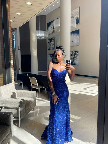 Royal Blue Mermaid Long Prom Dress for Women,Elegant Evening Dress      S7250