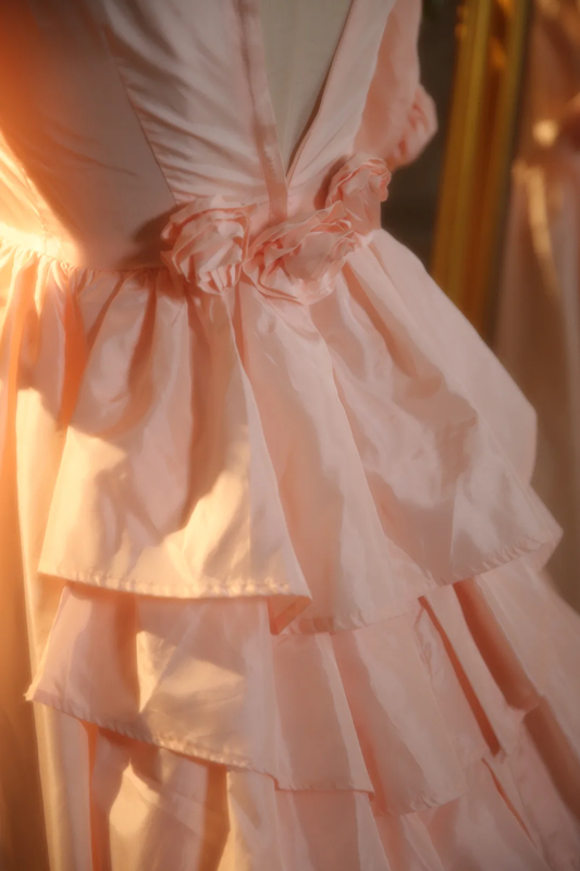 Pink square neckline fitted waist ball gown/bridal dress R7259