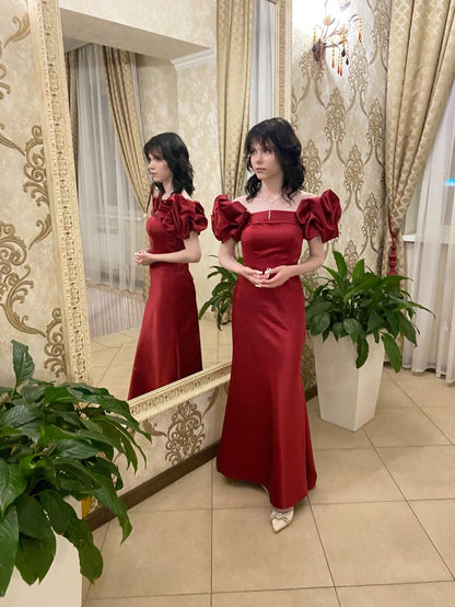 Burgundy Long Off Shoulder Prom Dress Evening Party Dresses  fg7755