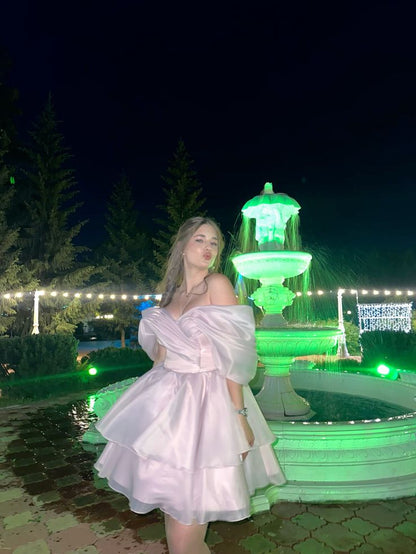 Pink Off Shoulder Short Evening Dress Cocktail Dresses Short Party Dress    fg7840